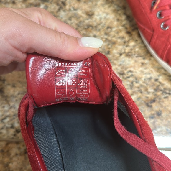 Boss Men\'s Vibrant Red Suede Sneakers